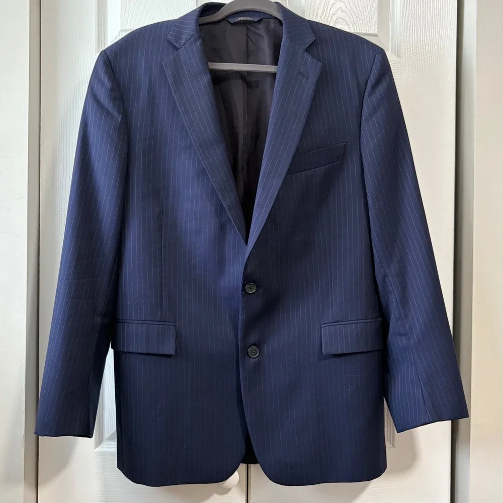 Brooks Brothers 1818 Regent Fit Blazer Navy Pinstripe Vitale Barberis Canoni 42R